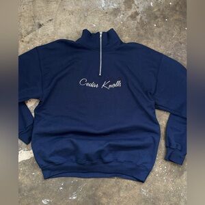 VINTAGE B&E Sport Cedar knolls NJ Navy Blue Quater Zip Sweatshirt Size LARGE